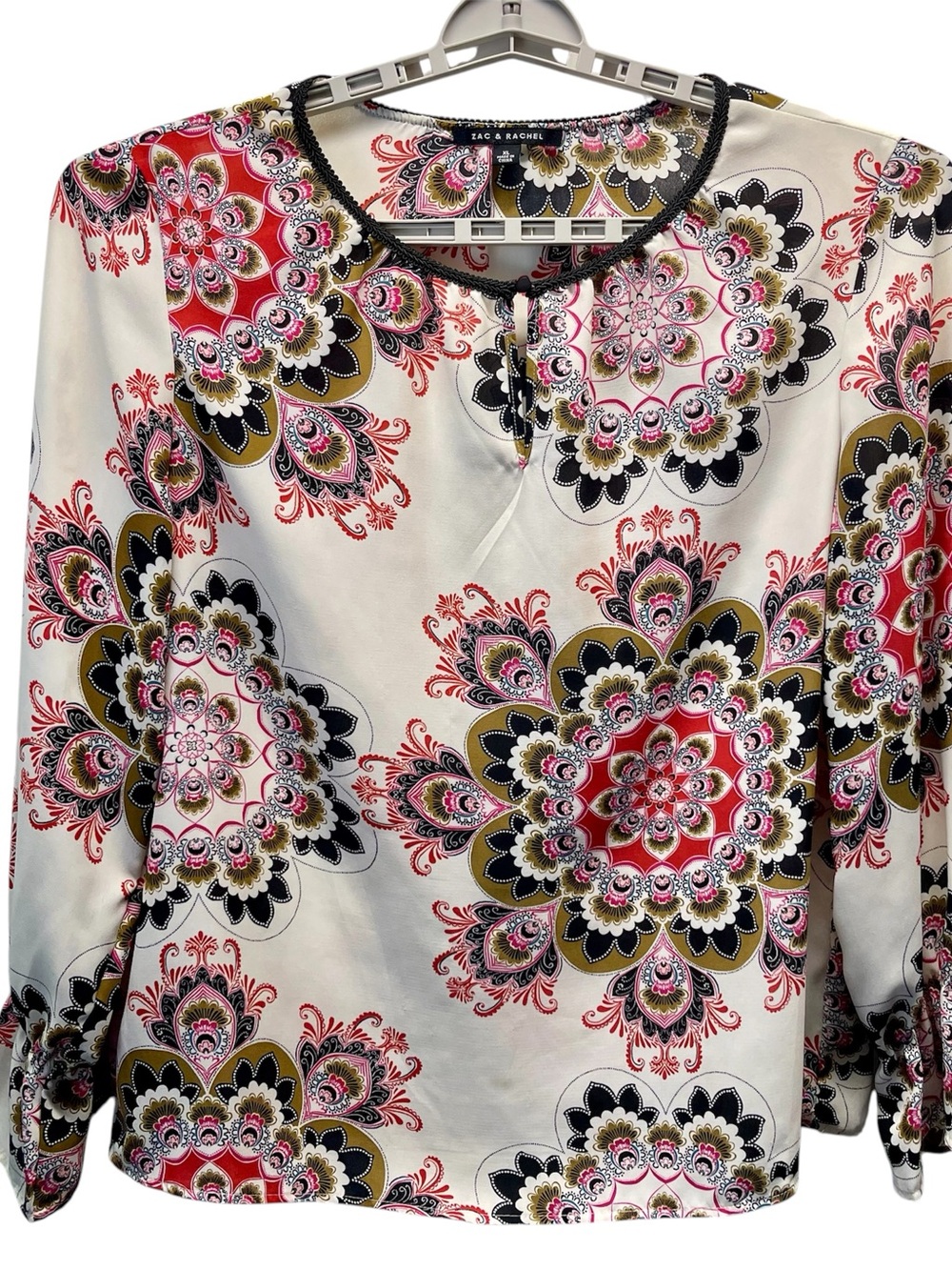 Zac & Rachel Woman’s Size XL Multicolor Mandala Floral Print Blouse Rounded Neck